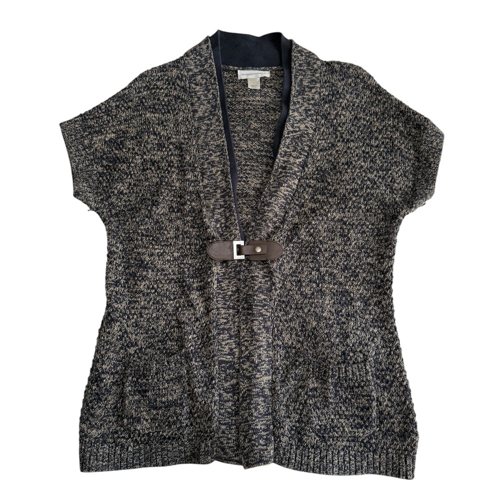 Christopher & Banks Black and Gray Cardigan Sweater |Size L